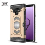 Wholesale Galaxy Note 9 Metallic Plate Case Work with Magnetic Holder and Card Slot (Gold)